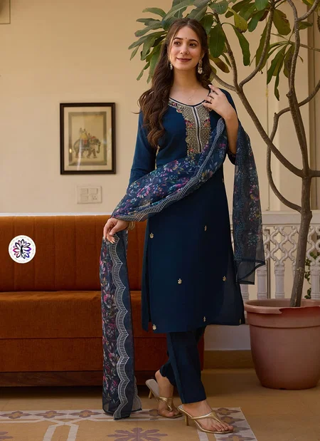 KF 021 Kalaai Viscose Chanderi Kurti With Bottom Dupatta Orders In India